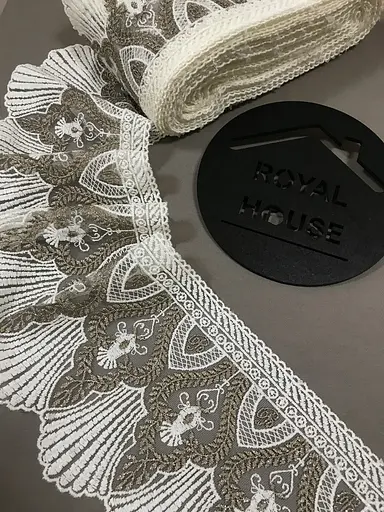 Мереживо Рішельє біло-кавове - фото 3