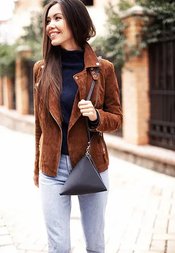 Шкіряна жіноча сумка-косметичка Піраміда синя - фото 2