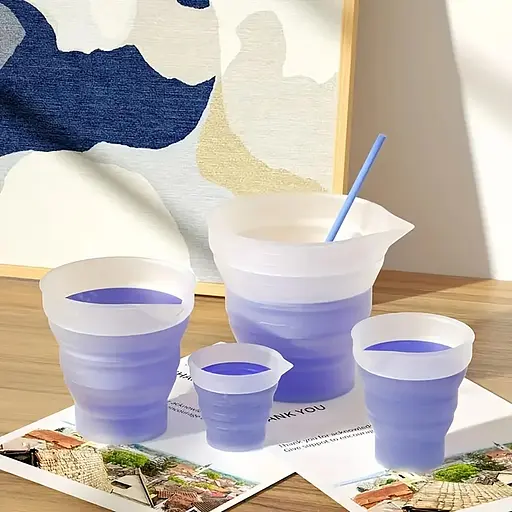 Силіконовий розкладний мірний стакан 250 мл з носиком та градуюванням вимірювальна склянка, Kitchen Master Прозорий 87385 - фото 3