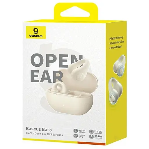 Бездротові TWS навушники Baseus OS Bass 15 Clip Open-Ear (A00079500) Stellar White - фото 7