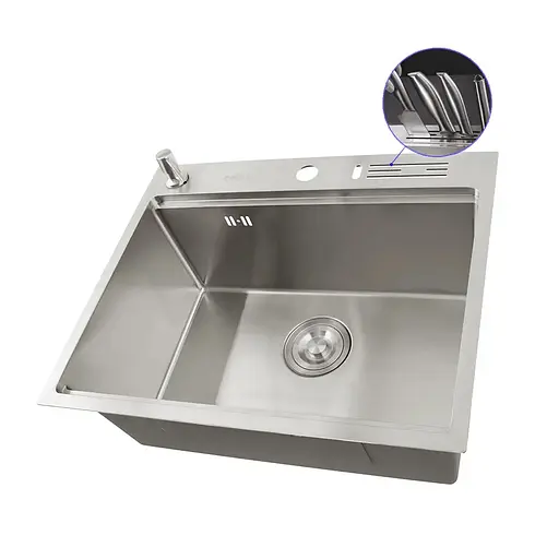 Кухонна мийка накладна з нержавіючої сталі 1.5 мм кухонна станція Nett NS-5747, Нержавіюча сталь - фото 2