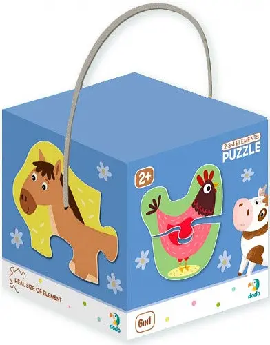 Детские пазлы "Домашние животные" DoDo Toys 300152, 2-3-4 элемента - фото 2