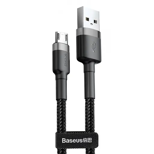 Дата кабель Baseus Cafule MicroUSB Cable 1.5A (2m) (CAMKLF-C) Сірий / Чорний