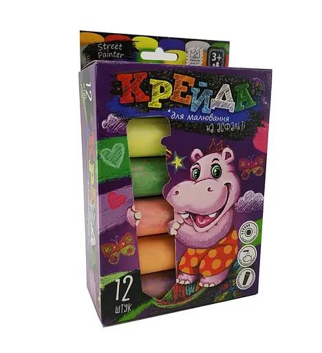 Мел для рисования на асфальте Danko Toys MEL-01-06U 12 шт, большой - фото 1