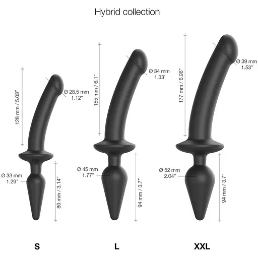 Анальна пробка з дилдо 2 в 1 Strap-On-Me Switch Plug-In Dildo Black XXL діаметр 5.2/3.9 см - фото 4