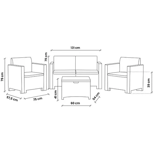 Набор садовой мебели Bica Nebraska 2 графит - фото 10