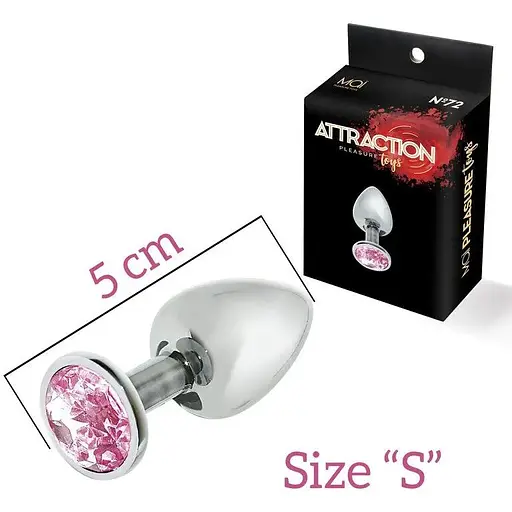 Металева анальна пробка Mai Attraction Toys №72 з рожевим кристалом - фото 2