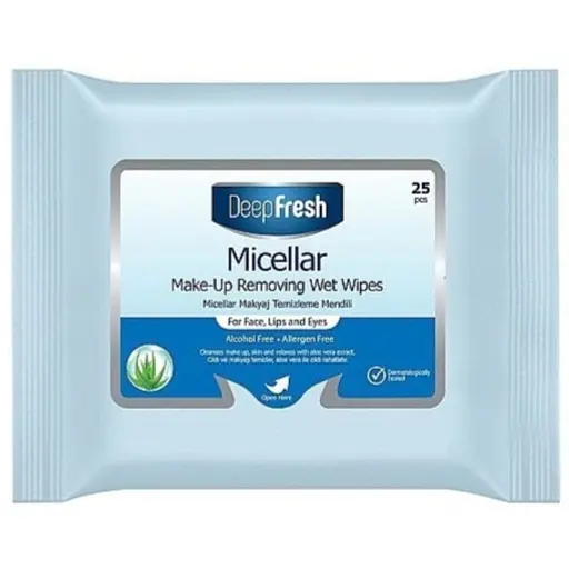 Серветки для демакіяжу DeepFresh вологі з міцелярною водою 25 шт.