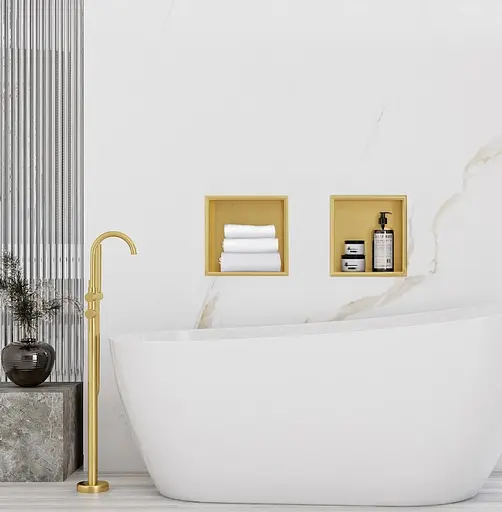 Вбудована полиця Rea 30x30 brushed gold з обідком REA-05606, Золотий - фото 4