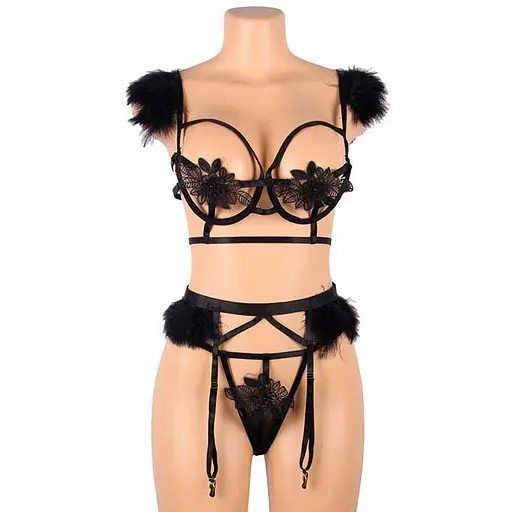 Комплект сексуальний з підв'язками для панчіх S/M Чорний K0658-1 - фото 5
