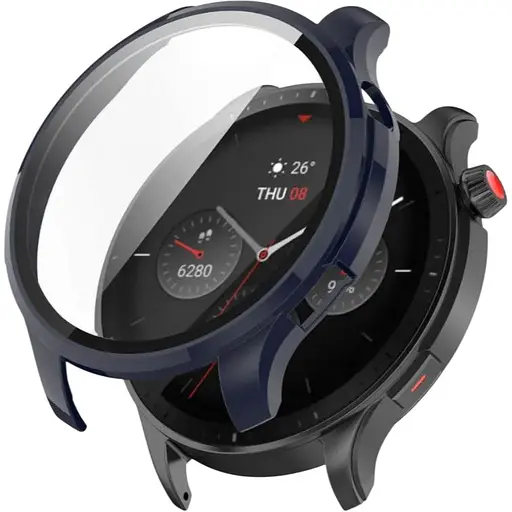 Чехол-накладка DK Пластик Gloss Glass Full Cover для Xiaomi Amazfit GTR 4 (dark blue)