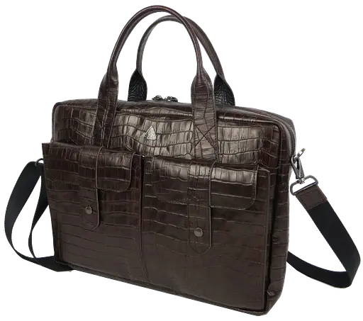 Мужская кожаная сумка Mykhail Ikhtyar под крокодила коричневая sum0028878 - фото 2