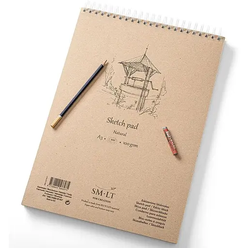 Альбом для эскизов на спирали SM-LT Art Authentic А3 (29.7х42 см) 100г/м2 100л натуральный цвет - фото 2