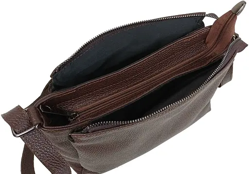 Женская кожаная сумка на плечо Borsacomoda темно-коричневая sum0028720 - фото 9