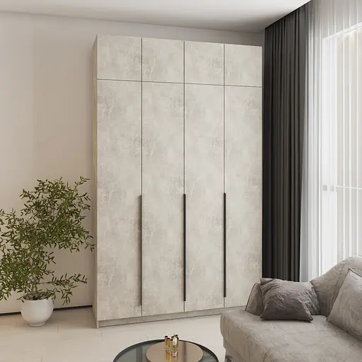 Шафа 4-дверна з антресоллю MebelStar Оскар ДСП BL-B, комплект полиць 160x52x260 см Бетон (MBS-5011) - фото 1