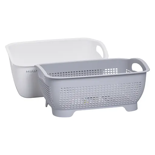 Кошик для миття овочів та фруктів Yiwu пластиковий 29х5х21х11 см білий HP-45-6W - фото 2