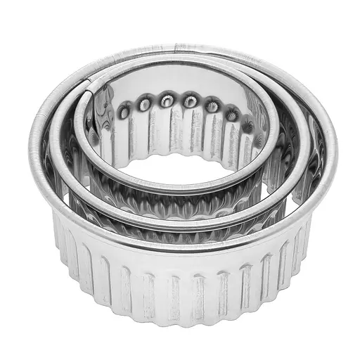 Набір хвилястих форм для оформлення салатів та висічки тіста для пельменів вареників Ø 8.5/7/5.5 см (3 шт.), Kitchette Сріблястий 85139 - фото 5