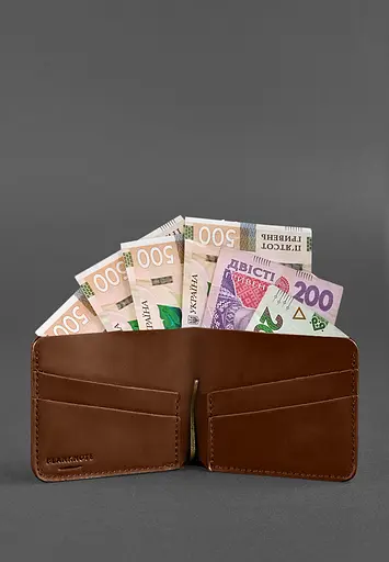 Кожаный портмоне 4.4 (с зажимом) светло-коричневый Crazy Horse - фото 4
