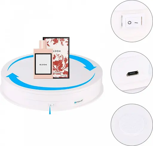 Поворотний стіл Puluz PU3049W USB 30см White [86239] - фото 2