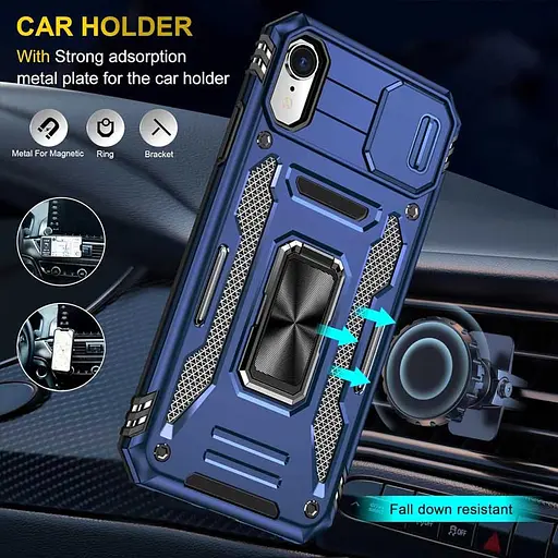 Ударостійкий чохол Camshield Army Ring для Apple iPhone XR (6.1) Синій / Navy - фото 3