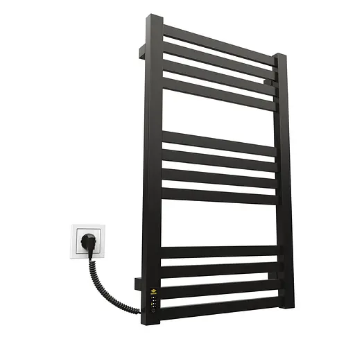 Электрический полотенцесушитель Kosser Герда 800x500 EL тайм. черный ДГ02EL, Черный матовый, Левое - фото 1