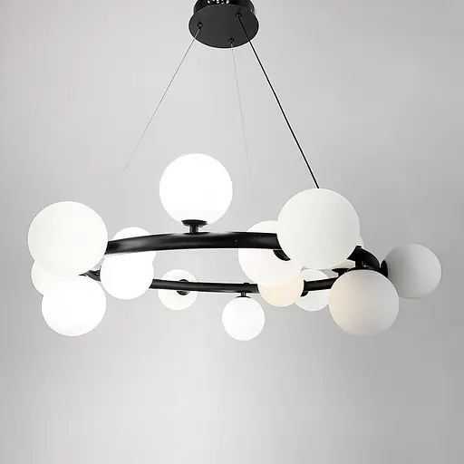 Люстра подвесная кольцевая Levistella на 15 белых плафонов Ст. SG 48/15 BK+WT | Line F - фото 1