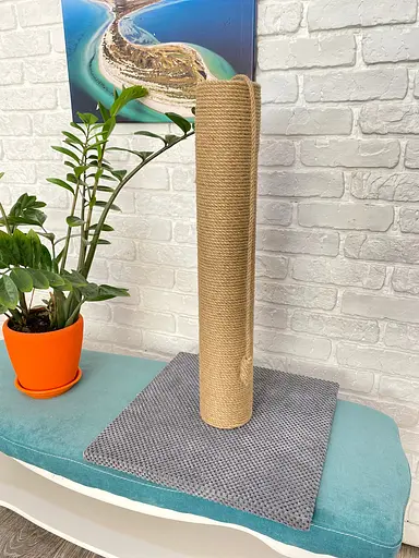 Когтеточка с широким столбиком для кота 65*40*40 см Серый - фото 2