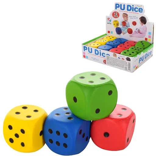 Кубик фомовий для настільних ігор "Кості гральні 5см" ZY124 середній (6903170010012) МІКС - фото 1