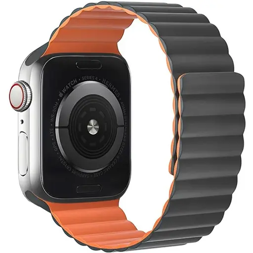 Ремешок силиконовый Hoco iWatch WA07 magnetic 38/40/41 mm grey оранжевый - фото 1