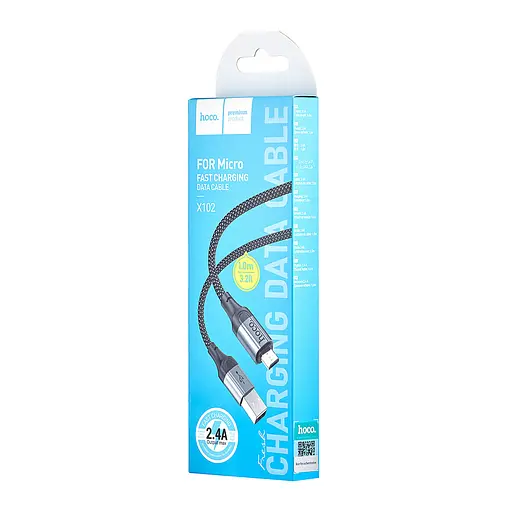 Кабель Hoco X102 Fresh charging data cable Micro Чорний - фото 2