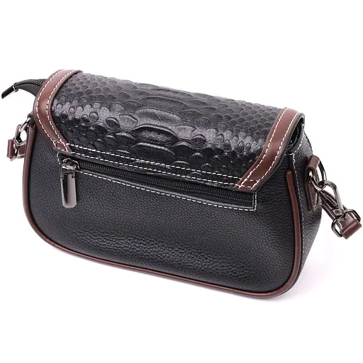 Сумка для женщин Vintage с фактурным клапаном из натуральной кожи 22х14х6.5 см sum0029059 - фото 2