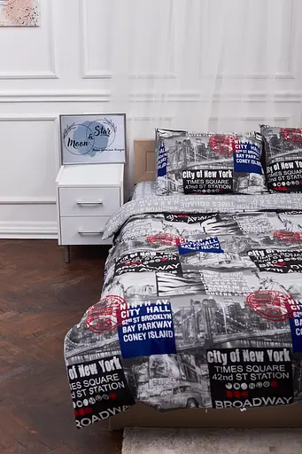 Комплект постільної білизни Moon&Star King Size 220x240 наволочки 4х50х70 New York Бязь Gold Люкс - фото 5