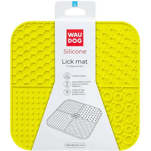 Килимок для злизування Waudog Silicone 190х190х10 мм жовтий