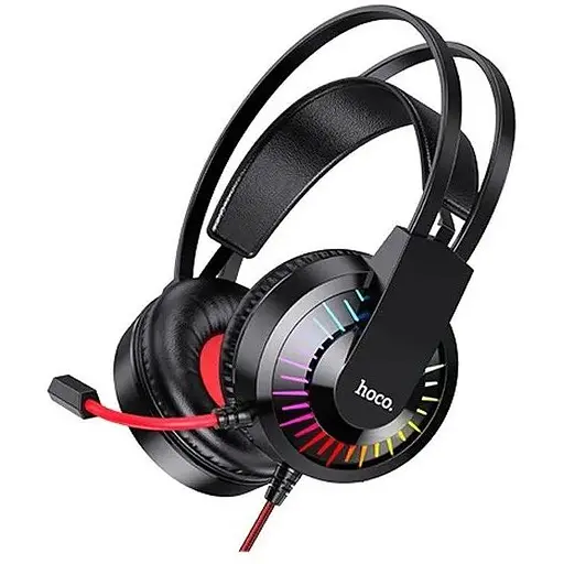 Игровые проводные наушники Hoco W105 Joyful, USB, 3.5mm, 2.3m, Красный