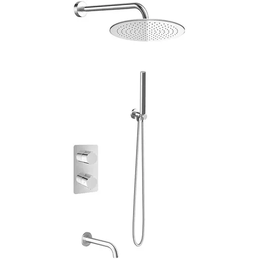 Душева система Kohlman Experience 40 chrome з термостатом + BOX прихованого монтажу KPL-QW433ER40, Хром - фото 1