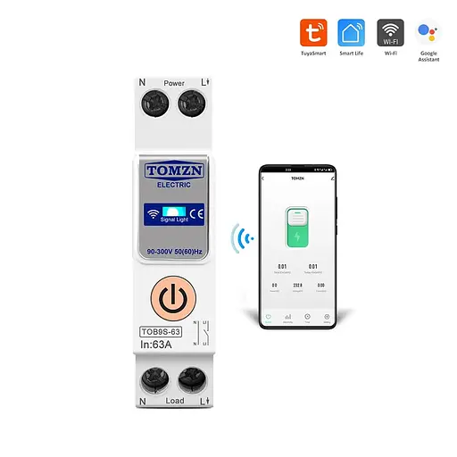 Умный автоматический выключатель с Wi-Fi (Tuya) TOMZN TOB9S-63 63A (51-00111) - фото 3