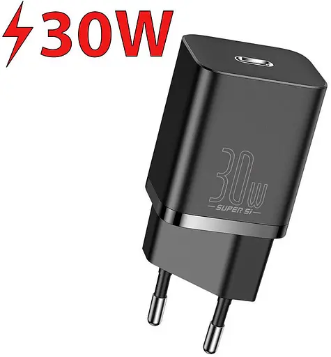 Зарядний пристрій блочок мережевий адаптер Baseus Super Si 30 W 1 USB-C (CCSUP-J01) чорний - фото 4