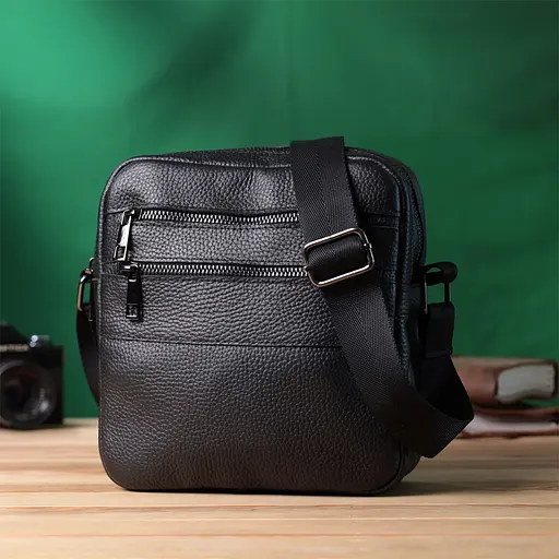 Чоловіча сумка месенджер із зернистої натуральної шкіри SHVIGEL 19х21х7 см sum0027000 - фото 9