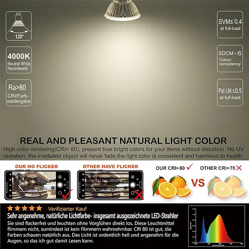 EACLL GU5.3 LED 4000K, 6 Вт Замінює галогенну лампу MR16 потужністю 50 Вт - фото 2