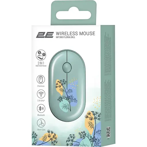 Бездротова миша 2E MF300 FLORA:DILL Silent WL BT, зелений (2E-MF300WFLORAGN) - фото 2