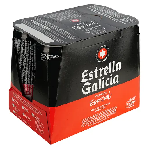 Упаковка пива Estrella Galicia Especial светлое 5.5% 1.98 л (0.33 л ж/б х 6 шт.) - фото 4