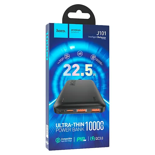Зовнішній акумулятор Power Bank Hoco J101 10000 mAh 22.5W чорний - фото 5