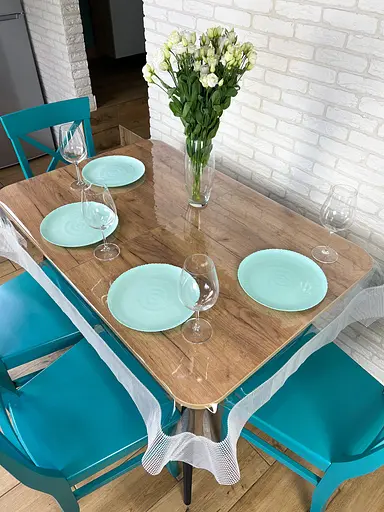 Скатертина силіконова з білою перлинною стрічкою 400х170 см - фото 8