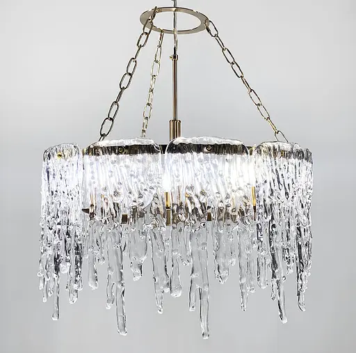 Дизайнерская люстра с прозрачными стеклянными пластинами Line.F Диаметр 60см - фото 9