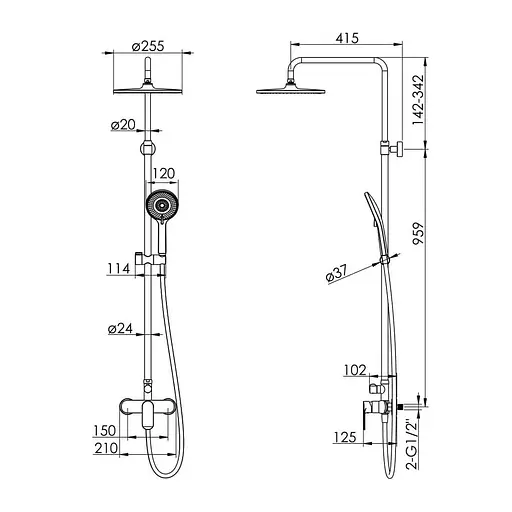 Душова система хром Imprese Bila Desne T-15263SR, Хром - фото 2