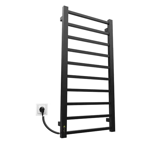 Электрический полотенцесушитель Kosser Лофт 1000x500 EL тайм. черный ДЛФ03EL, Черный матовый, Левое - фото 1