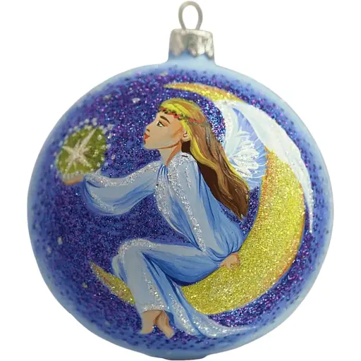 Ялинкова прикраса Санта Шоп Янгол на місяці скло (4820001106756)