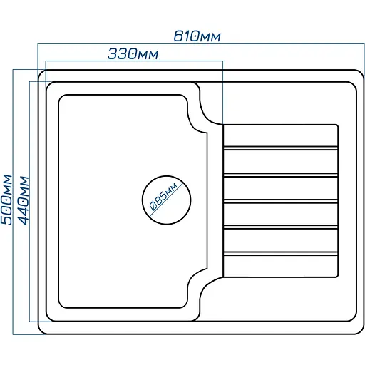 Кухонная мойка Romzha Klasicky 61 Gri (802) - фото 2