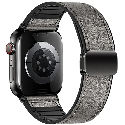 Ремінець Hoco WA34 Basic magnetic buckle silicone leather strap для Apple watch 44/45/46/49mm Dark Gray - фото 2