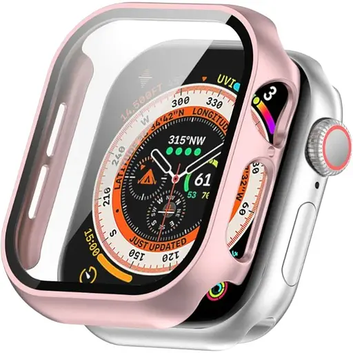 Чохол-накладка DK для Apple Watch 46mm (Series 10) Пластик Soft-Touch Glass Full Cover (pink rose)